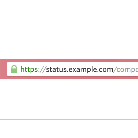 A zoomed in image displaying the status page's custom domain